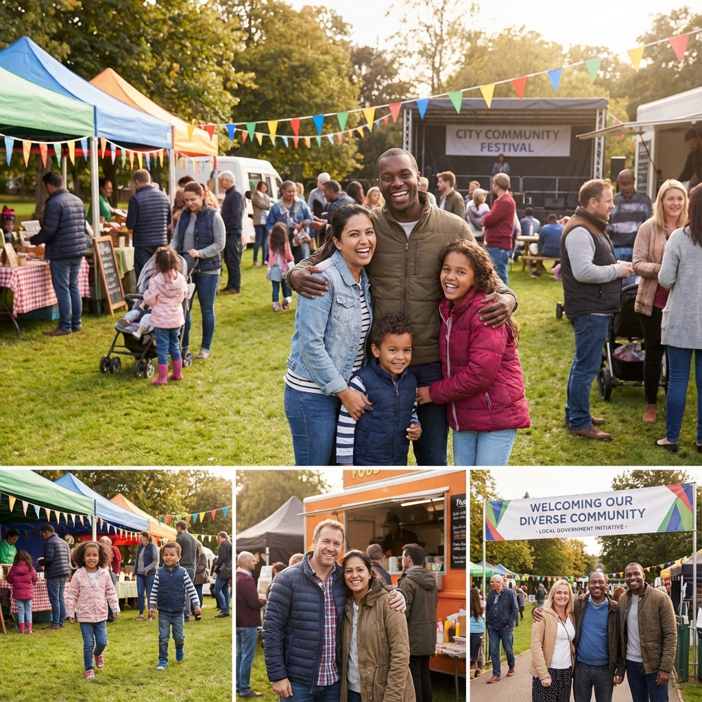 Diverse community members enjoying a Lancaster city festival